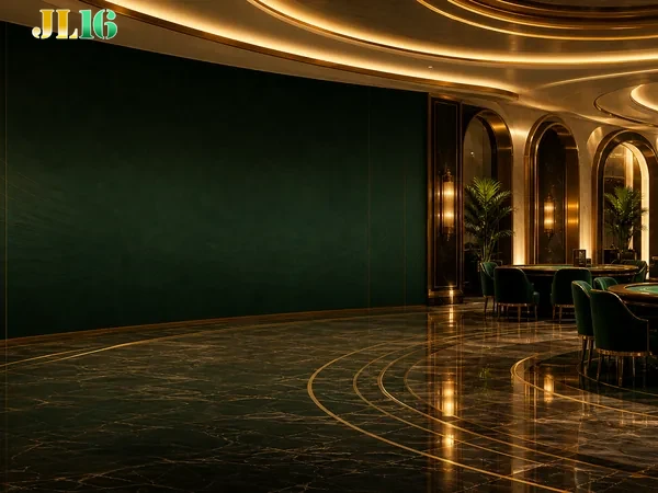JL16 virtual casino lobby with popular slots and live game options.